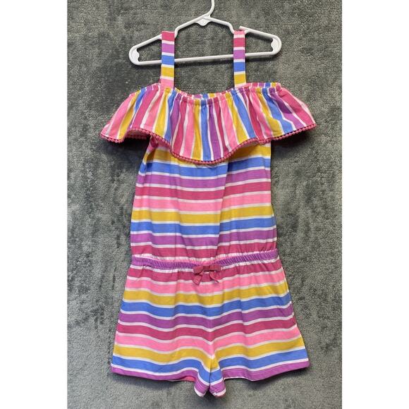 Tommy Bahama Colorful Stripes Shorts Pull On Romper Girl's Size L 10-12 NWOT - Picture 1 of 6